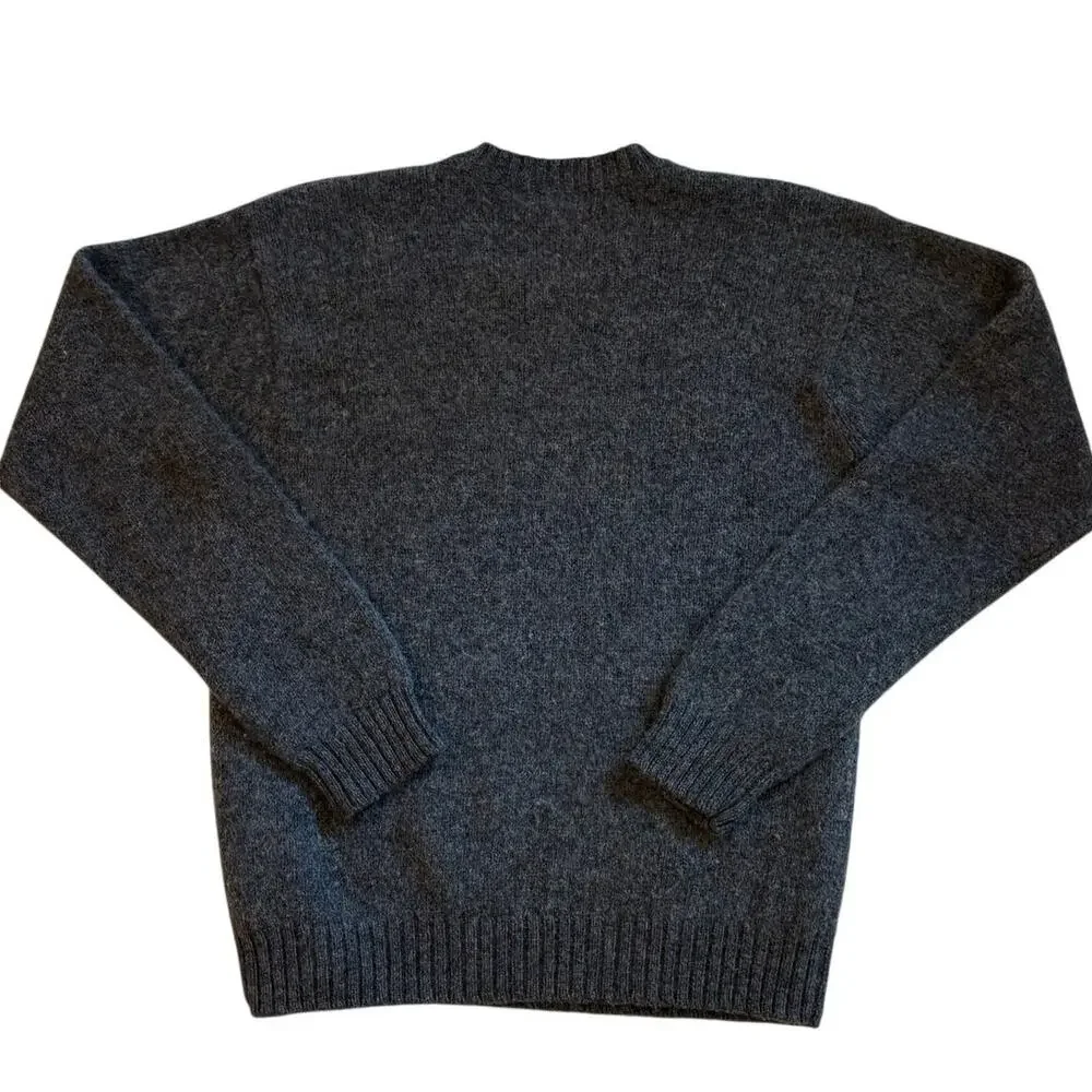 J Crew Sweater Mens Small Gray 100% Wool Crew Neck Pullover Minimalist Preppy